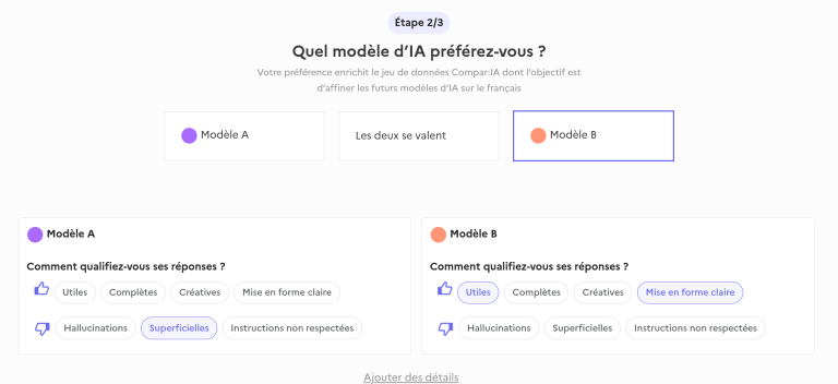 Etape 2 de compar:IA : donner son avis
